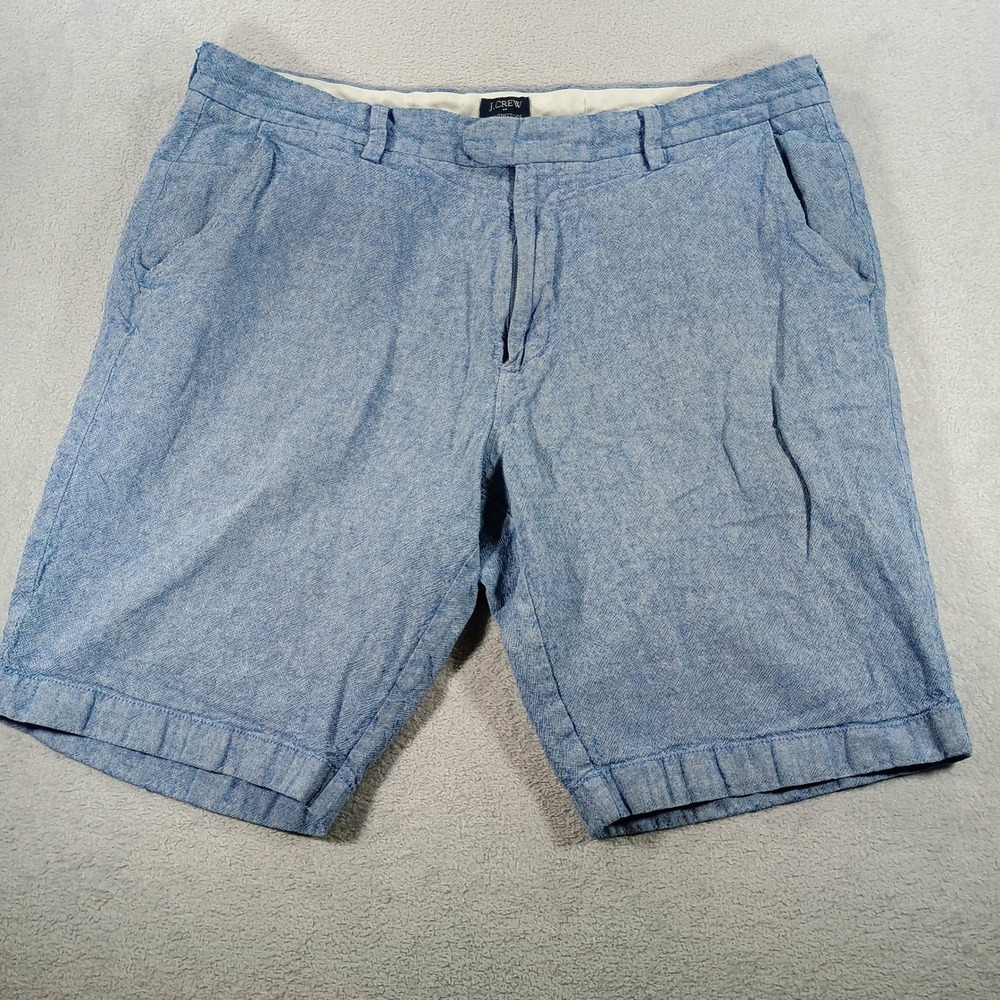 J.Crew‎ Mens Rivington Blue 35W Linen Cotton Blend Shorts